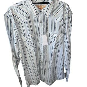 Cinch Men's  Large Striped  Pearl Snap Button-Down Shirt.